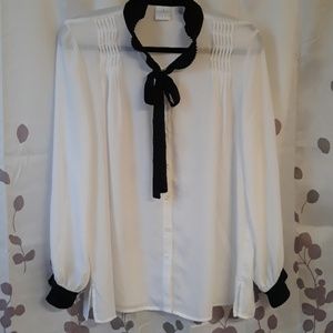 New York & Company black ruffle collared blouse